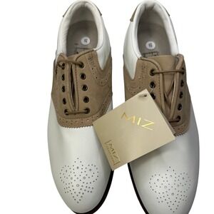 NWT Mizuno Women's Golf Shoes Size 10.5‎ Style 5122 tan white narrow no box